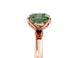 Rose gold Fancy Green Cushion Cut Diamond Solitaire Ring with Thin Band and Prong Setting_29