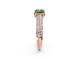 Rose gold Fancy Green Cushion Cut Diamond Solitaire Ring with Three-Row Pavé Band and Four-Prong Setting_40