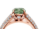 Rose gold Fancy Green Cushion Cut Diamond Solitaire Ring with Three-Row Pavé Band and Four-Prong Setting_42