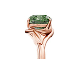 Rose gold Fancy Green Cushion Cut Diamond Solitaire Ring with Twist Band and Four-Prong Setting_62