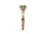 Rose gold Fancy Green Cushion Cut Diamond Solitaire Twist Band Prong Setting Ring_86