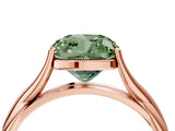 Rose gold Fancy Green Cushion Cut Diamond Solitaire Twist Band Prong Setting Ring_88