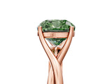 Rose gold Fancy Green Cushion Cut Diamond Solitaire Twist Band Prong Setting Ring_89