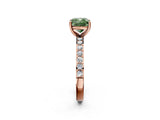 Rose gold Fancy Green Cushion  Cut Diamond Solitaire with Pave Band and Four-Prong Setting 2