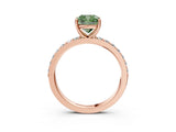Rose gold Fancy Green Cushion  Cut Diamond Solitaire with Pave Band and Four-Prong Setting 3