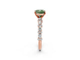 Rose gold Fancy Green Cushion Cut Diamond Solitaire with Side Stones, Pave Band, Four-Prong Setting_92