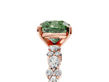 Rose gold Fancy Green Cushion Cut Diamond Solitaire with Side Stones, Pave Band, Four-Prong Setting_95