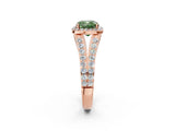 Rose gold Fancy Green Cushion Cut Diamond Split Shank Halo Ring with Four-Prong Setting_60