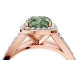 Rose gold Fancy Green Cushion Cut Diamond Split Shank Halo Ring with Four-Prong Setting_62