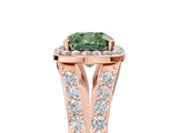 Rose gold Fancy Green Cushion Cut Diamond Split Shank Halo Ring with Four-Prong Setting_63