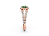 Rose gold Fancy Green Cushion Cut Diamond Split Shank Halo Ring with Four-Prong Setting_68