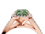 Rose gold Fancy Green Cushion Cut Diamond Split Shank Halo Ring with Four-Prong Setting_70