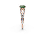 Rose gold Fancy Green Cushion Cut Diamond Split Shank Pavé Engagement Ring with Four-Prong Setting_79