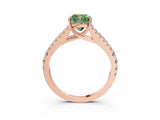 Rose gold Fancy Green Cushion Cut Diamond Split Shank Pavé Engagement Ring with Four-Prong Setting_80