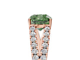 Rose gold Fancy Green Cushion Cut Diamond Split Shank Pavé Engagement Ring with Four-Prong Setting_82