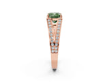 Rose gold Fancy Green Cushion Cut Diamond Split Shank Ring with Pavé Band and Four-Prong Setting_46