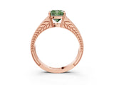 Rose gold Fancy Green Cushion Cut Diamond Split Shank Ring with Pavé Band and Four-Prong Setting_47