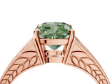 Rose gold Fancy Green Cushion Cut Diamond Split Shank Ring with Pavé Band and Four-Prong Setting_48
