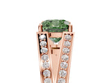 Rose gold Fancy Green Cushion Cut Diamond Split Shank Ring with Pavé Band and Four-Prong Setting_49