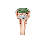 Rose gold Fancy Green Cushion Cut Diamond Three-Stone Engagement Ring with Prong Setting and Pavé Band_17