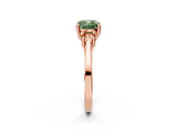 Rose gold Fancy Green Cushion Cut Diamond Three-Stone Engagement Ring with Prong Setting and Pavé Band_2