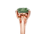 Rose gold Fancy Green Cushion Cut Diamond Three-Stone Engagement Ring with Prong Setting and Pavé Band_5