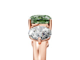 Rose gold Fancy Green Cushion Cut Diamond Three-Stone Ring with Prong Setting and Classic Band_116