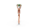 Rose gold Fancy Green Cushion Cut Diamond Three-Stone Ring with Prong Setting and Pavé Band_2