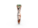 Rose gold Fancy Green Cushion  Cut Diamond Twist Band Solitaire with Prong Setting_42