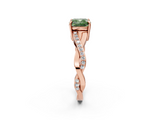 Rose gold Fancy Green Cushion  Cut Diamond Twisted Band Engagement Ring with Prong Setting_5
