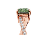 Rose gold Fancy Green Cushion  Cut Diamond Twisted Band Engagement Ring with Prong Setting_8