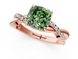 Rose gold Fancy Green Cushion  Cut Diamond Twisted Band with Pavé Setting and Four-Prong Setting_21