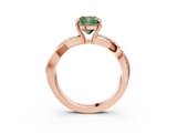 Rose gold Fancy Green Cushion  Cut Diamond Twisted Band with Pavé Setting and Four-Prong Setting_23