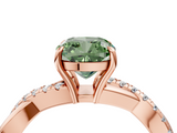 Rose gold Fancy Green Cushion  Cut Diamond Twisted Band with Pavé Setting and Four-Prong Setting_24