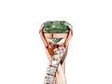 Rose gold Fancy Green Cushion  Cut Diamond Twisted Band with Pavé Setting and Four-Prong Setting_25