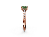 Rose gold Fancy Green Cushion  Cut Diamond Vine Band with Four-Prong Setting_76