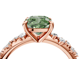Rose gold Fancy Green Cushion  Cut Diamond Vine Band with Four-Prong Setting_78