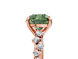 Rose gold Fancy Green Cushion  Cut Diamond Vine Band with Four-Prong Setting_79