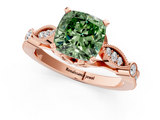 Rose gold Fancy Green Cushion  Cut Diamond with Milgrain Marquise and Bezel Accents on a Solitaire Band with Prong Setting_192