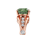 Rose gold Fancy Green Cushion  Cut Diamond with Milgrain Marquise and Bezel Accents on a Solitaire Band with Prong Setting_196