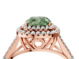 Rose gold Fancy Green Cushion  Cut Double Halo Split Shank Diamond Ring with Prong Setting_40