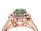 Rose gold Fancy Green Cushion  Cut Double Halo Split Shank Diamond Ring with Prong Setting_52