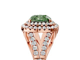 Rose gold Fancy Green Cushion  Cut Double Halo Split Shank Diamond Ring with Prong Setting_53