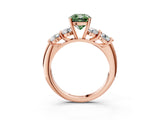 Rose gold Fancy Green Cushion  Cut Five-Stone Prong Set Diamond Ring with Classic Band_35