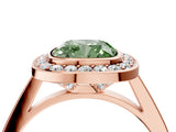 Rose gold Fancy Green Cushion Cut Halo Bezel Diamond Pave Band Ring_34