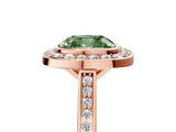Rose gold Fancy Green Cushion Cut Halo Bezel Diamond Pave Band Ring_35