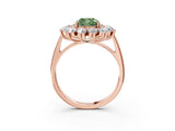 Rose gold Fancy Green Cushion Cut Halo Cluster Diamond Ring with Pave Band and Four-Prong Setting_15
