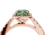 Rose gold Fancy Green Cushion  Cut Halo Diamond Engagement Ring with Pave Band and Four-Prong Setting_32