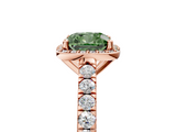 Rose gold Fancy Green Cushion  Cut Halo Diamond Engagement Ring with Pave Band and Four-Prong Setting_33