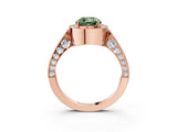 Rose gold Fancy Green Cushion Cut Halo Diamond Engagement Ring with Split Shank Band and Four-Prong Setting_3